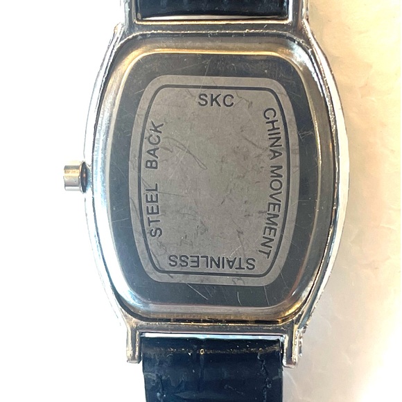 Vintage 90s SKC quartz watch glow-in-the-dark hands black band new battery women - Picture 7 of 7